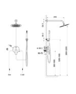 Inbyggnadsduschset med takdusch Spark Gunmetal - Bild 2