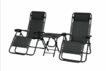 Set med Delux solstolar med bord, svart + svart ram