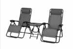 Set med Delux solstolar med bord, grå + svart ram